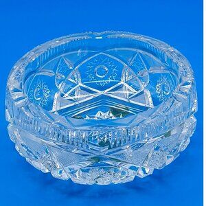 Heavy American Brilliant ABP  Hollywood Regency 6 X 6 Cut Lead Crystal Ashtray